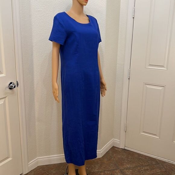 Adolfo Studio Dress Sz 10 Cobalt Blue Linen Blend Vintage 80’s Scoop Neck - Picture 2 of 9